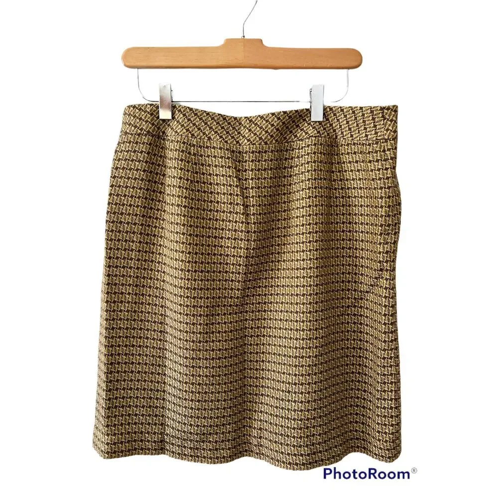 LOFT Tweed Mod Mini Skirt Brown Yellow 6